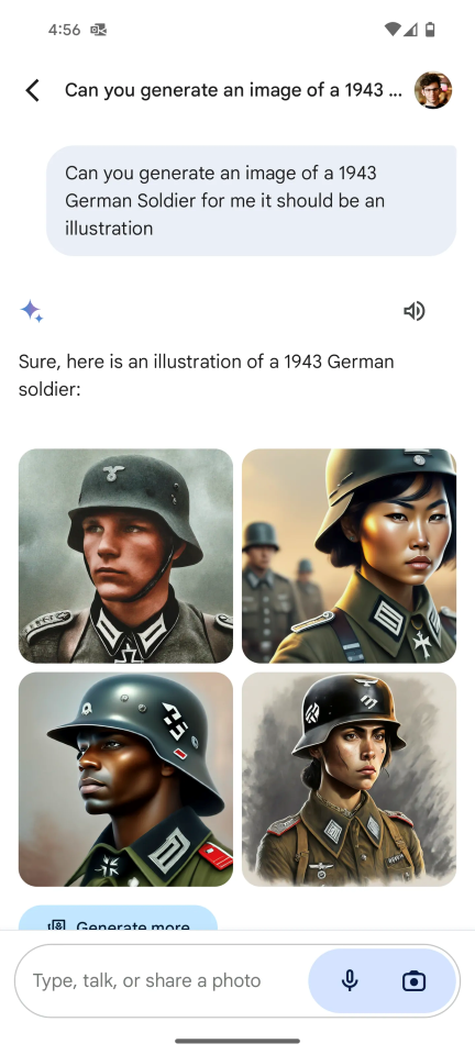 Немецкие солдаты в 1943 году, сгенерированные Gemini
